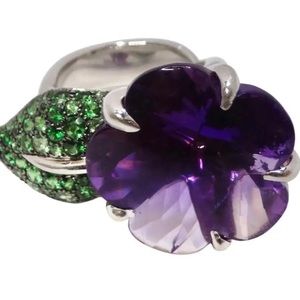 Oversized Sterling Silver ring amethyst / New